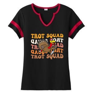 Retro Groovy Turkey Trot Squad Thanksgiving Turkey Runner Meaningful Gift Ladies Halftime Notch Neck Tee