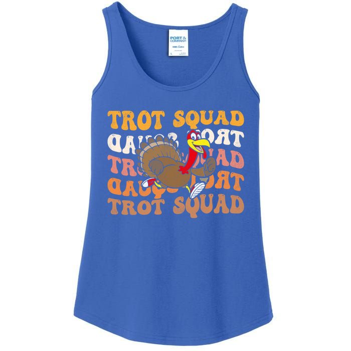 Retro Groovy Turkey Trot Squad Thanksgiving Turkey Runner Meaningful Gift Ladies Essential Tank