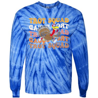 Retro Groovy Turkey Trot Squad Thanksgiving Turkey Runner Meaningful Gift Tie-Dye Long Sleeve Shirt