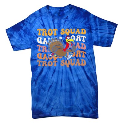 Retro Groovy Turkey Trot Squad Thanksgiving Turkey Runner Meaningful Gift Tie-Dye T-Shirt