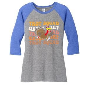 Retro Groovy Turkey Trot Squad Thanksgiving Turkey Runner Meaningful Gift Women's Tri-Blend 3/4-Sleeve Raglan Shirt