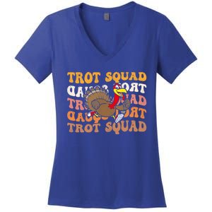 Retro Groovy Turkey Trot Squad Thanksgiving Turkey Runner Meaningful Gift Women's V-Neck T-Shirt