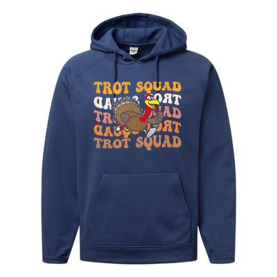 Retro Groovy Turkey Trot Squad Thanksgiving Turkey Runner Meaningful Gift Performance Fleece Hoodie