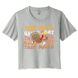 Retro Groovy Turkey Trot Squad Thanksgiving Turkey Runner Meaningful Gift Women's Crop Top Tee