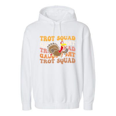 Retro Groovy Turkey Trot Squad Thanksgiving Turkey Runner Meaningful Gift Garment-Dyed Fleece Hoodie