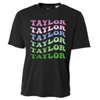 Retro Groovy T.AYLOR First Name Personalized Birthday Cooling Performance Crew T-Shirt