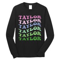 Retro Groovy T.AYLOR First Name Personalized Birthday Long Sleeve Shirt