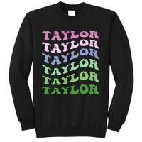 Retro Groovy T.AYLOR First Name Personalized Birthday Sweatshirt