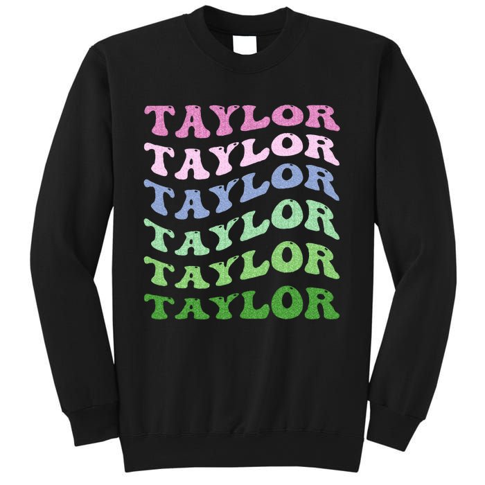 Retro Groovy T.AYLOR First Name Personalized Birthday Sweatshirt