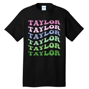 Retro Groovy T.AYLOR First Name Personalized Birthday Tall T-Shirt