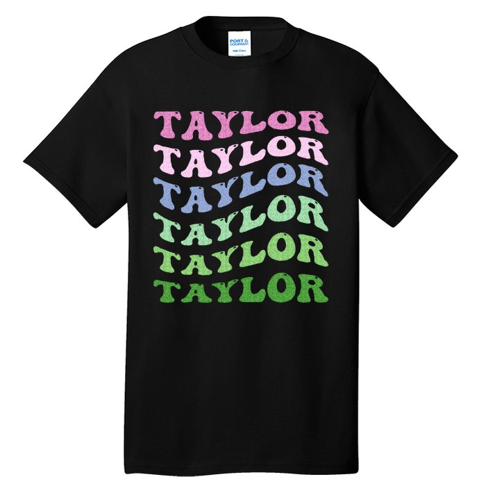 Retro Groovy T.AYLOR First Name Personalized Birthday Tall T-Shirt