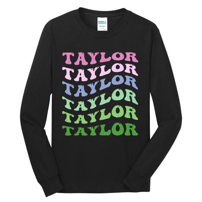 Retro Groovy T.AYLOR First Name Personalized Birthday Tall Long Sleeve T-Shirt