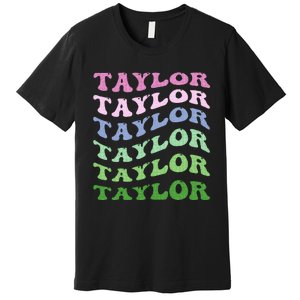 Retro Groovy T.AYLOR First Name Personalized Birthday Premium T-Shirt