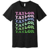 Retro Groovy T.AYLOR First Name Personalized Birthday Premium T-Shirt