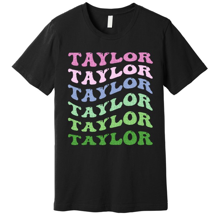 Retro Groovy T.AYLOR First Name Personalized Birthday Premium T-Shirt