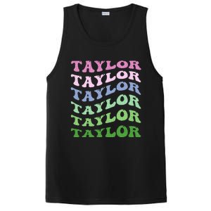 Retro Groovy T.AYLOR First Name Personalized Birthday PosiCharge Competitor Tank