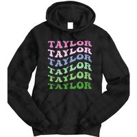 Retro Groovy T.AYLOR First Name Personalized Birthday Tie Dye Hoodie