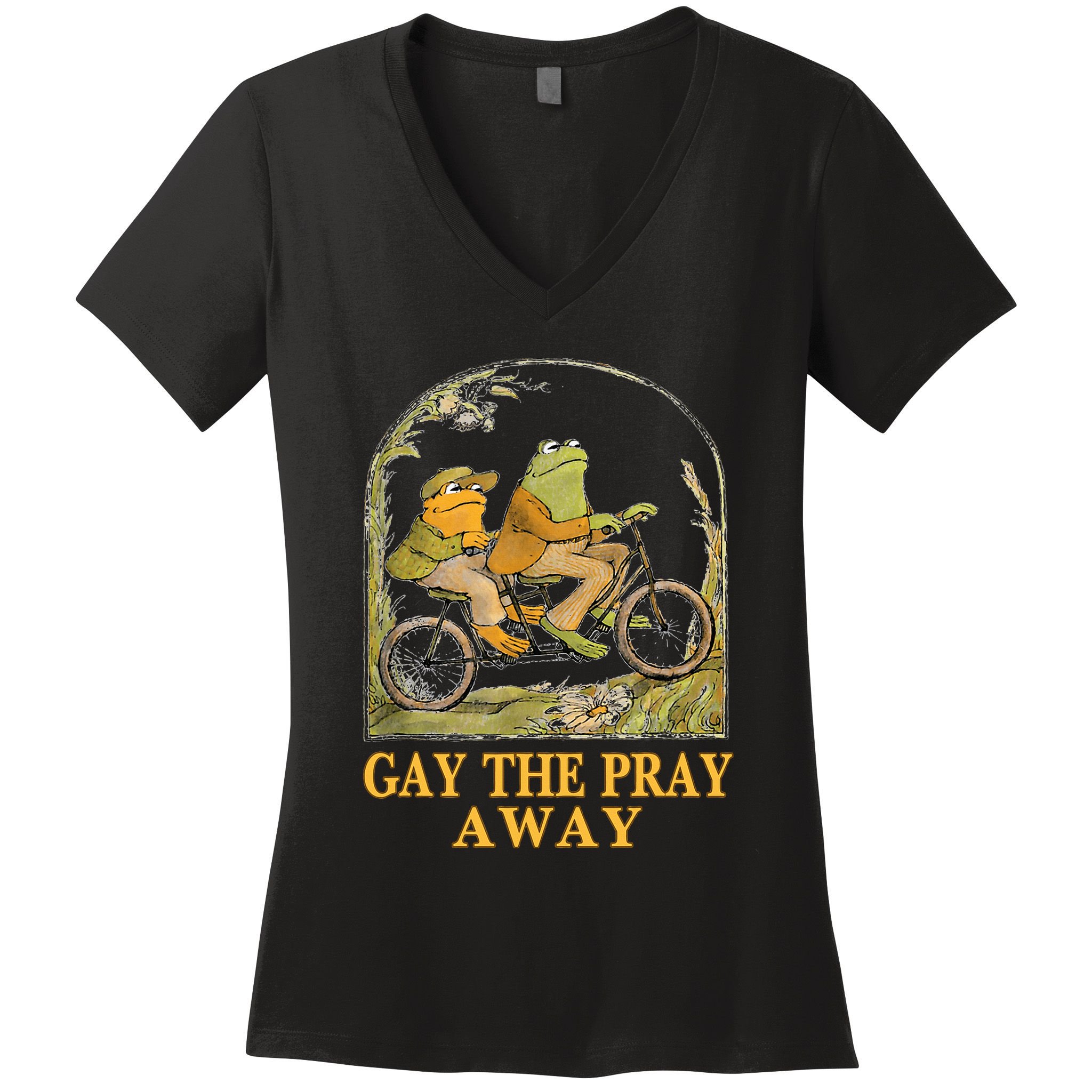Retro Gay The Pray Away Frog &Toad Say Gay Rights Lgbt Pride Women's V-Neck T-Shirt
