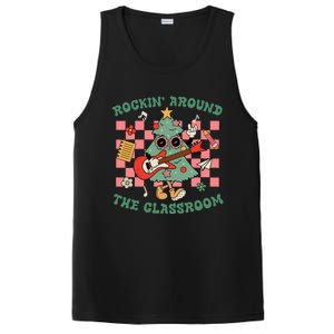 Retro Groovy Teacher Christmas Rockin Around The Classroom PosiCharge Competitor Tank