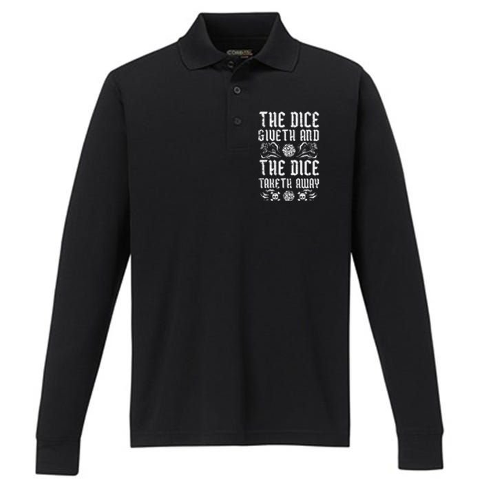 Rpg Giveth Taketh Funny Gamer Performance Long Sleeve Polo