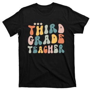 Retro Groovy Third Grade Teacher First Day Of Back To School T-Shirt