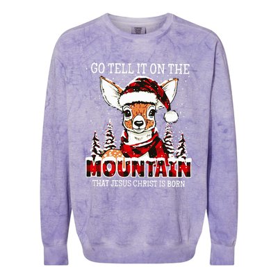 Reindeer Go Tell It On The Mountain That Jesus Christ Colorblast Crewneck Sweatshirt