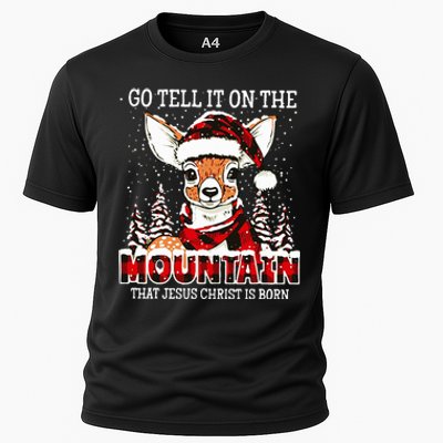 Reindeer Go Tell It On The Mountain That Jesus Christ Cooling Performance Crew T-Shirt