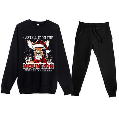 Reindeer Go Tell It On The Mountain That Jesus Christ Premium Crewneck Sweatsuit Set