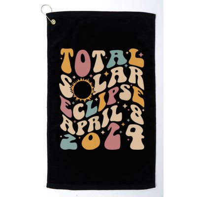 Retro Groovy Total Solar Eclipse April 08 2024 Platinum Collection Golf Towel