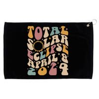 Retro Groovy Total Solar Eclipse April 08 2024 Grommeted Golf Towel