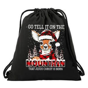 Reindeer Go Tell It On The Mountain That Jesus Christ Gift Drawstring Bag