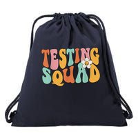 Retro Groovy Testing Squad Test Day Motivational Teacher Drawstring Bag