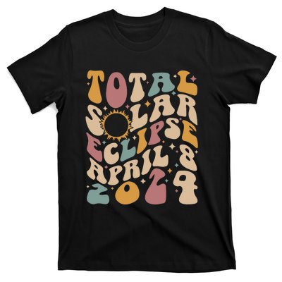 Retro Groovy Total Solar Eclipse April 08 2024 T-Shirt