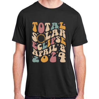 Retro Groovy Total Solar Eclipse April 08 2024 Adult ChromaSoft Performance T-Shirt