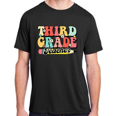 Retro Groovy Third Grade Teacher First Day 3rd Grade Adult ChromaSoft Performance T-Shirt