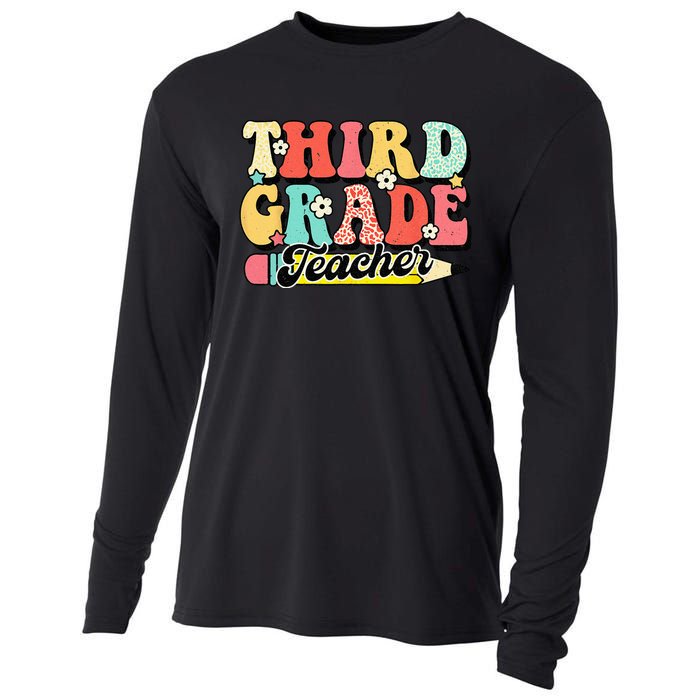 Retro Groovy Third Grade Teacher First Day 3rd Grade Cooling Performance Long Sleeve Crew