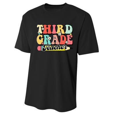 Retro Groovy Third Grade Teacher First Day 3rd Grade Performance Sprint T-Shirt