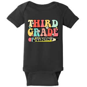 Retro Groovy Third Grade Teacher First Day 3rd Grade Baby Bodysuit