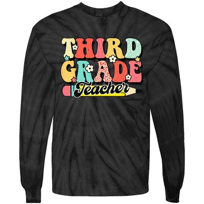 Retro Groovy Third Grade Teacher First Day 3rd Grade Tie-Dye Long Sleeve Shirt