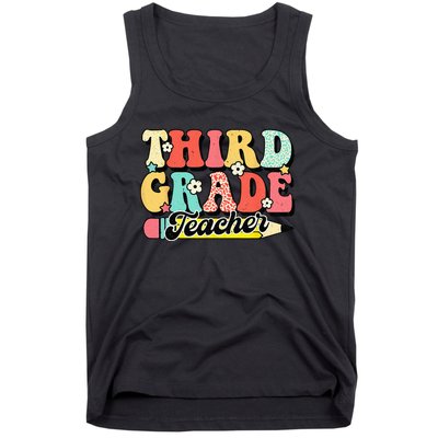 Retro Groovy Third Grade Teacher First Day 3rd Grade Tank Top