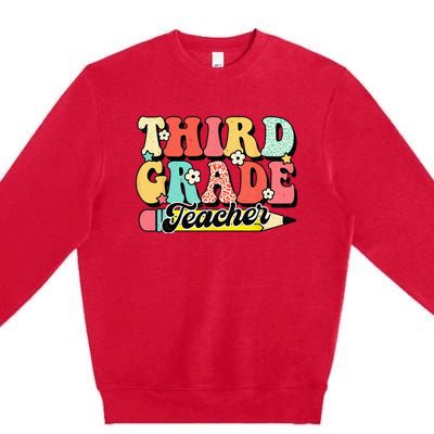 Retro Groovy Third Grade Teacher First Day 3rd Grade Premium Crewneck Sweatshirt