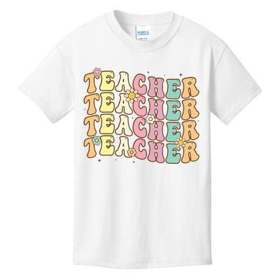 Retro Groovy Teacher Inspirational Colorful Back To School Kids T-Shirt