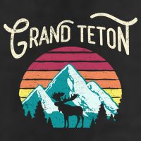 Retro Grand Teton National Park Wy Mountain State Cute Gift 7 Panel Mesh Trucker Snapback Hat