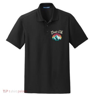 Retro Grand Teton National Park Wy Mountain State Cute Gift Dry Zone Grid Polo