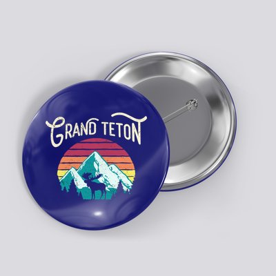 Retro Grand Teton National Park Wy Mountain State Cute Gift Button