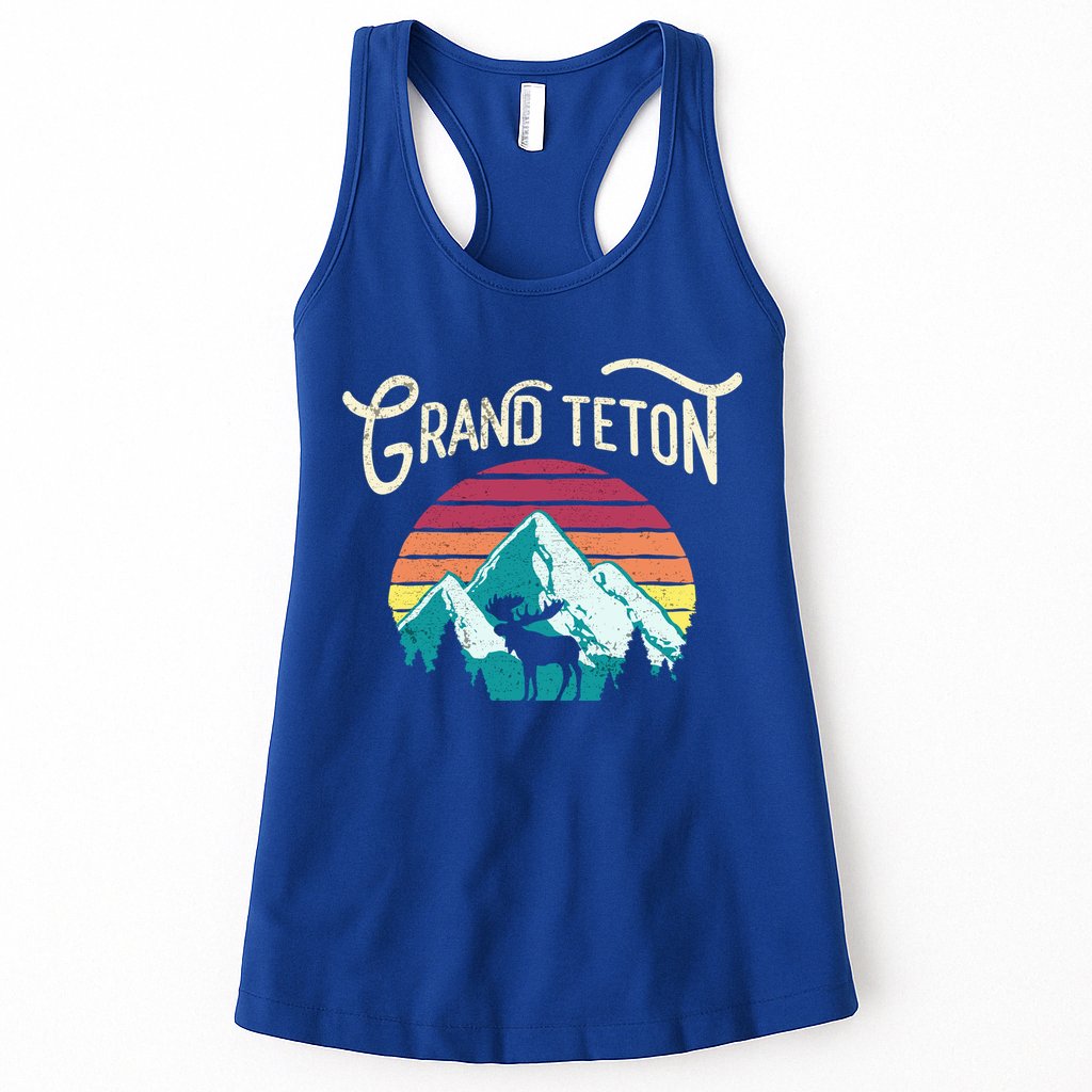 Retro Grand Teton National Park Wy Mountain State Cute Gift Womens Tank Top