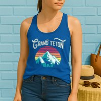 Retro Grand Teton National Park Wy Mountain State Cute Gift Womens Tank Top