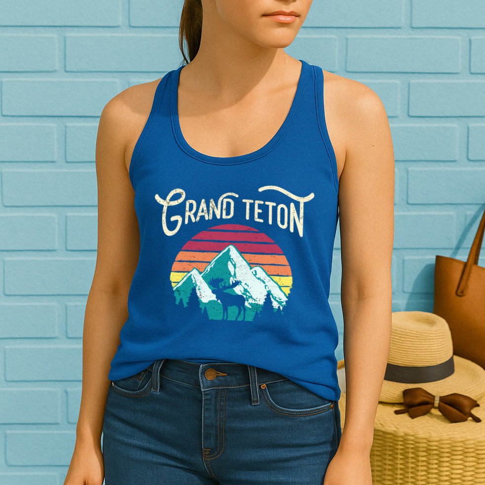 Retro Grand Teton National Park Wy Mountain State Cute Gift Womens Tank Top
