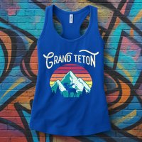 Retro Grand Teton National Park Wy Mountain State Cute Gift Womens Tank Top