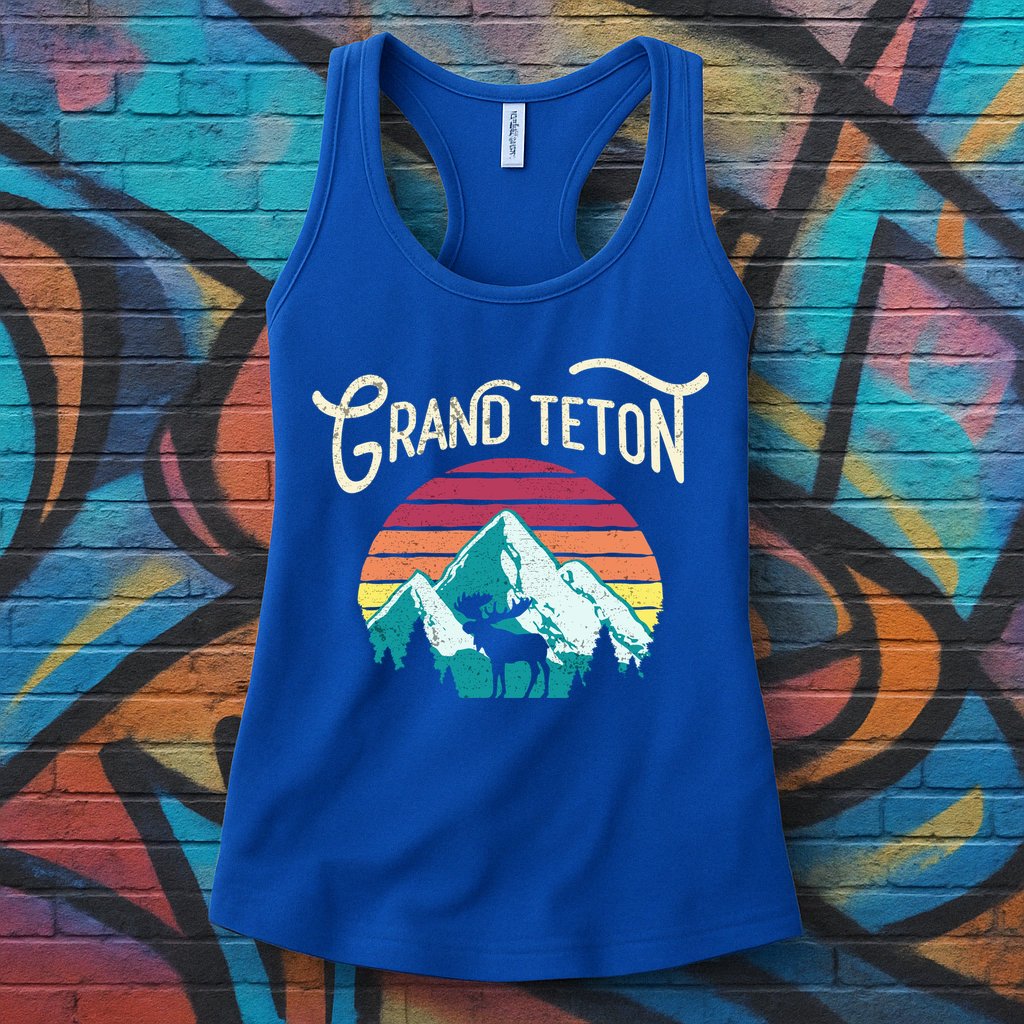 Retro Grand Teton National Park Wy Mountain State Cute Gift Womens Tank Top